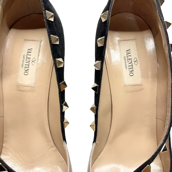 Valentino Garavani Asymmetric Suede Rockstud d'Orsay Pumps Heels Size 40 - Picture 6 of 12